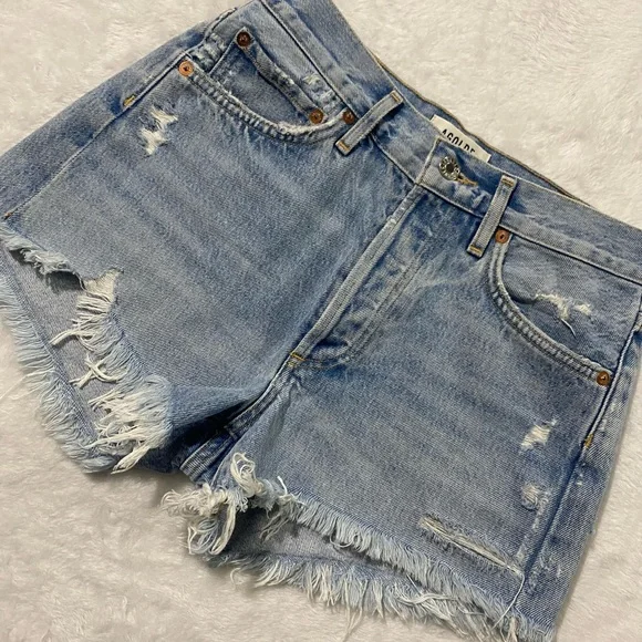 AGOLDE Parker Long High Waist Cutoff Denim Shorts Swapmeet
